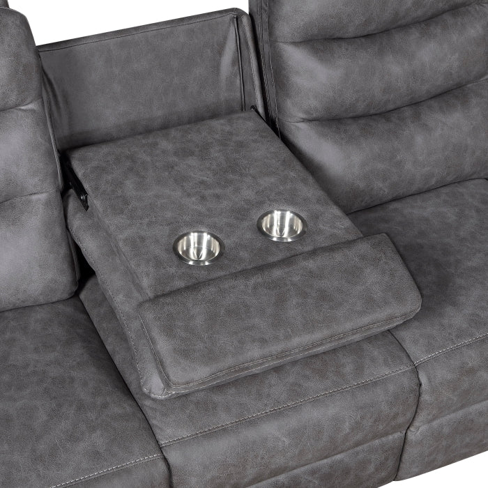 Metric Collection Double Reclining Sofa with Drop-down Cup Holders