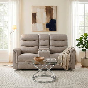 Metric Collection Double Glider Reclining Love Seat with Center Console