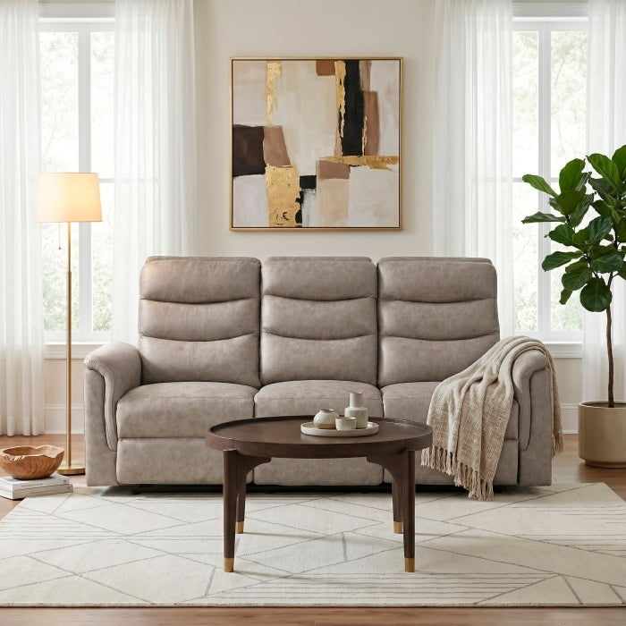 Metric Collection Double Reclining Sofa with Drop-down Cup Holders