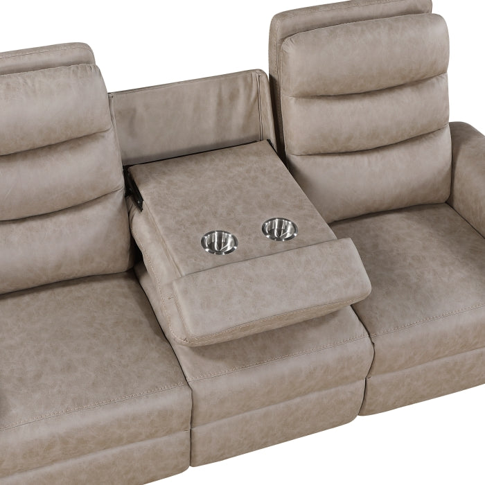 Metric Collection Double Reclining Sofa with Drop-down Cup Holders