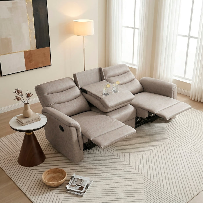 Metric Collection Double Reclining Sofa with Drop-down Cup Holders