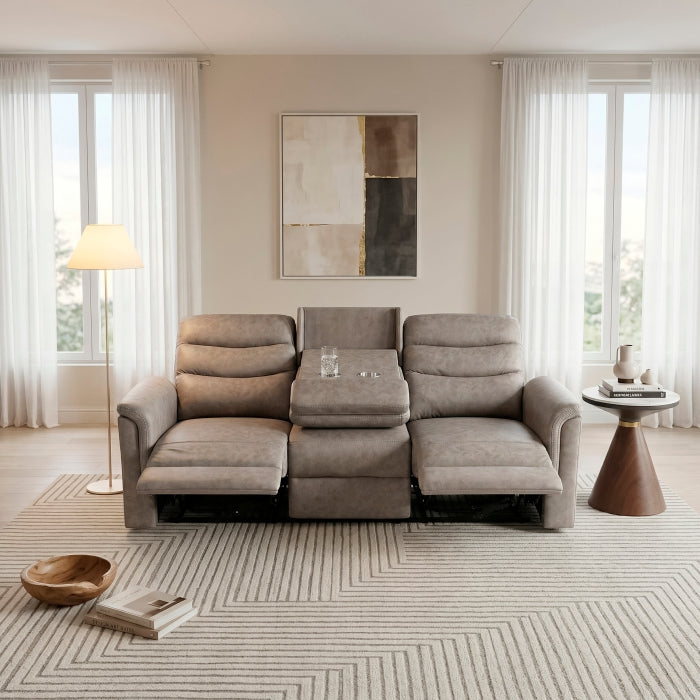 Metric Collection Double Reclining Sofa with Drop-down Cup Holders