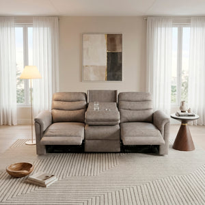 Metric Collection Double Reclining Sofa with Drop-down Cup Holders