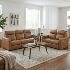 Equinox Collection Power Double Reclining Love Seat with Curved Track Arms