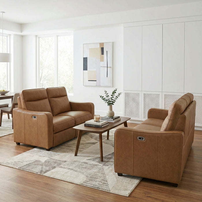 Equinox Collection Power Double Reclining Love Seat with Curved Track Arms