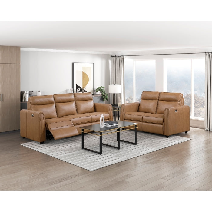 Equinox Collection Power Double Reclining Love Seat with Rounded Track Arms