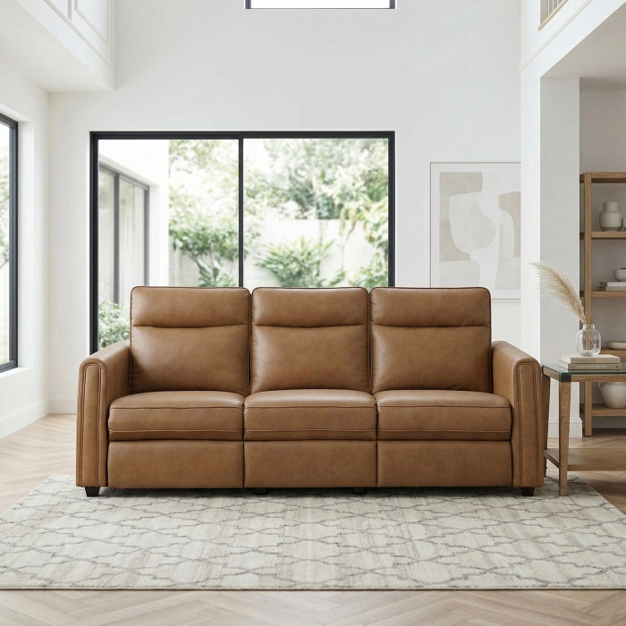 Equinox Collection Power Double Reclining Sofa with Rounded Track Arms