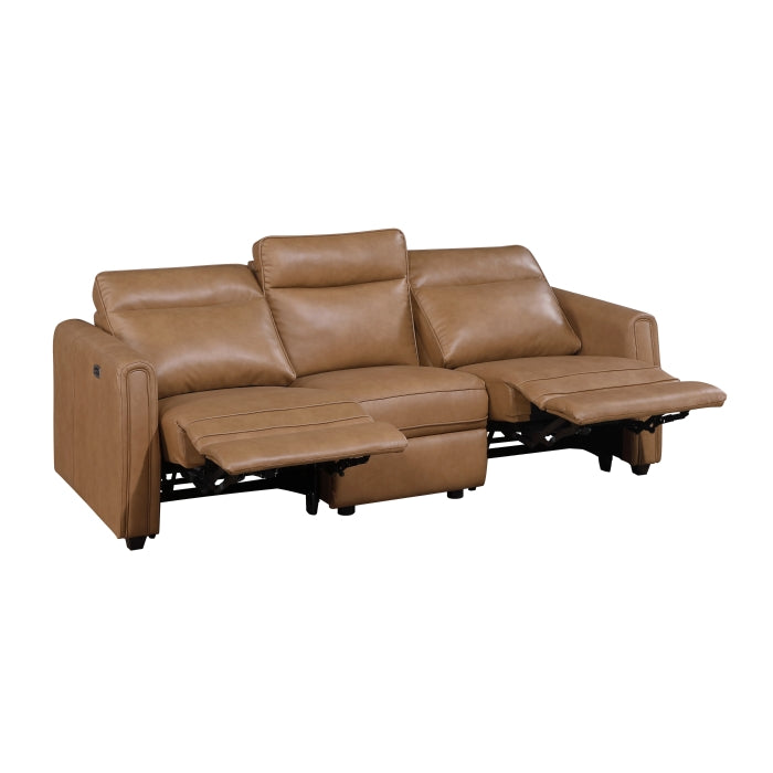 Equinox Collection Power Double Reclining Sofa with Rounded Track Arms