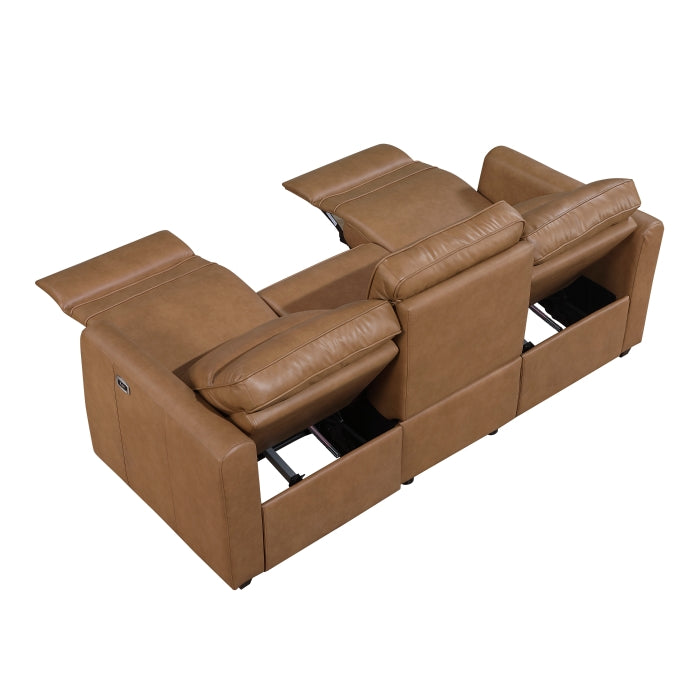 Equinox Collection Power Double Reclining Sofa with Rounded Track Arms