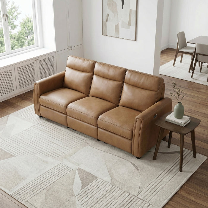 Equinox Collection Power Double Reclining Sofa with Rounded Track Arms