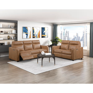 Equinox Collection Power Double Reclining Love Seat with Curved Track Arms