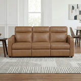 Equinox Collection Power Double Reclining Sofa with Curved Track Arms
