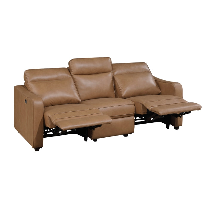 Equinox Collection Power Double Reclining Sofa with Curved Track Arms