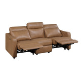 Equinox Collection Power Double Reclining Sofa with Curved Track Arms