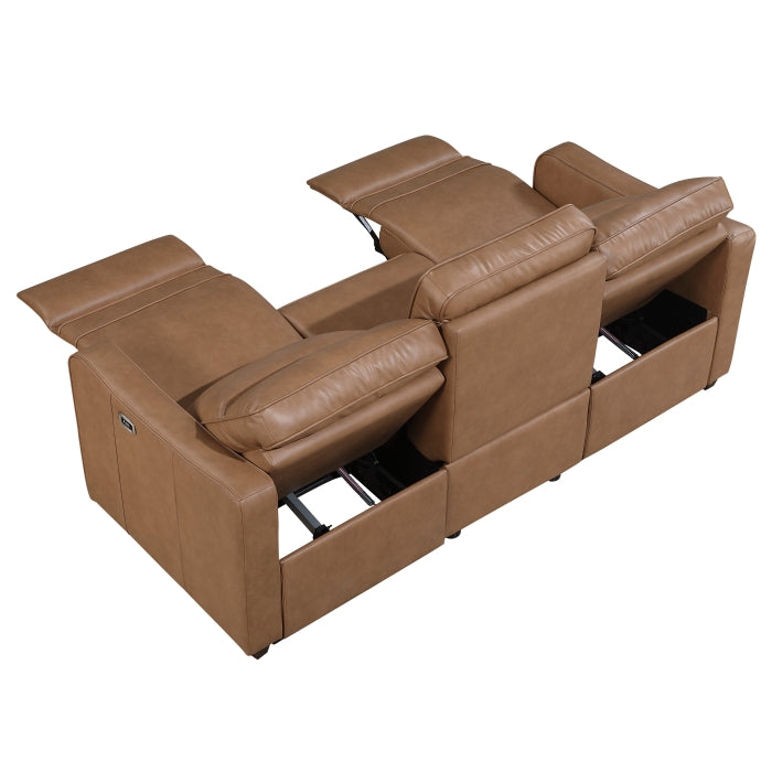 Equinox Collection Power Double Reclining Sofa with Curved Track Arms