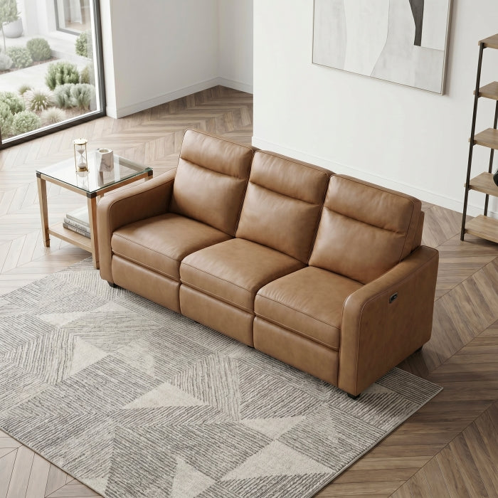 Equinox Collection Power Double Reclining Sofa with Curved Track Arms