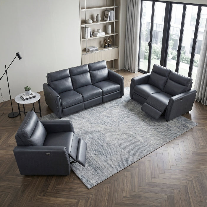 Equinox Collection Power Double Reclining Sofa with Rounded Track Arms