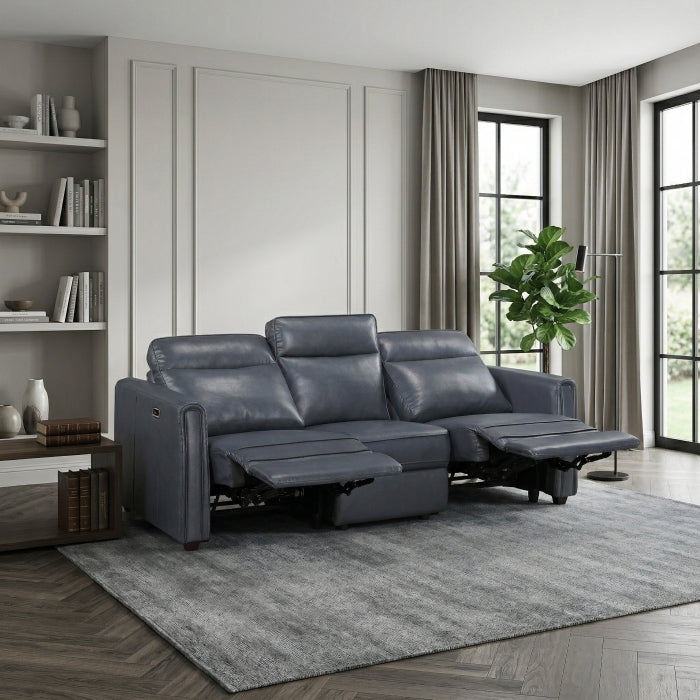 Equinox Collection Power Double Reclining Sofa with Rounded Track Arms