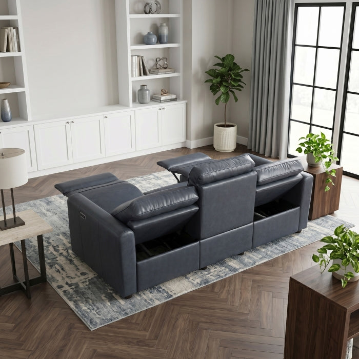 Equinox Collection Power Double Reclining Sofa with Rounded Track Arms