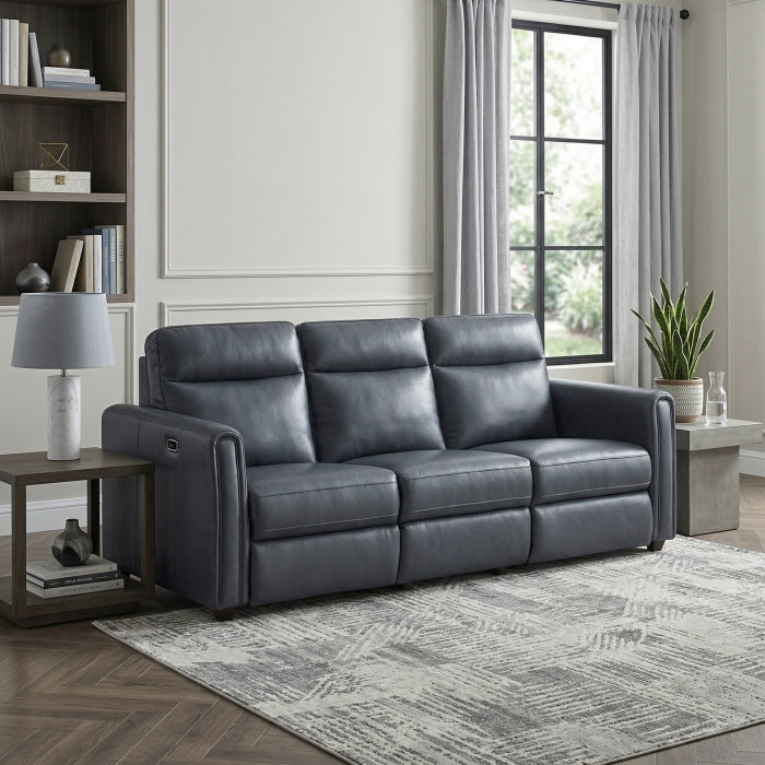 Equinox Collection Power Double Reclining Sofa with Rounded Track Arms