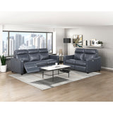 Equinox Collection Power Double Reclining Sofa with Curved Track Arms