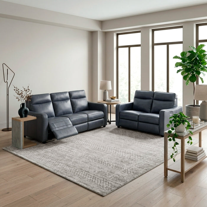 Equinox Collection Power Double Reclining Sofa with Curved Track Arms