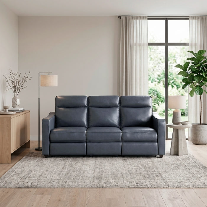 Equinox Collection Power Double Reclining Sofa with Curved Track Arms