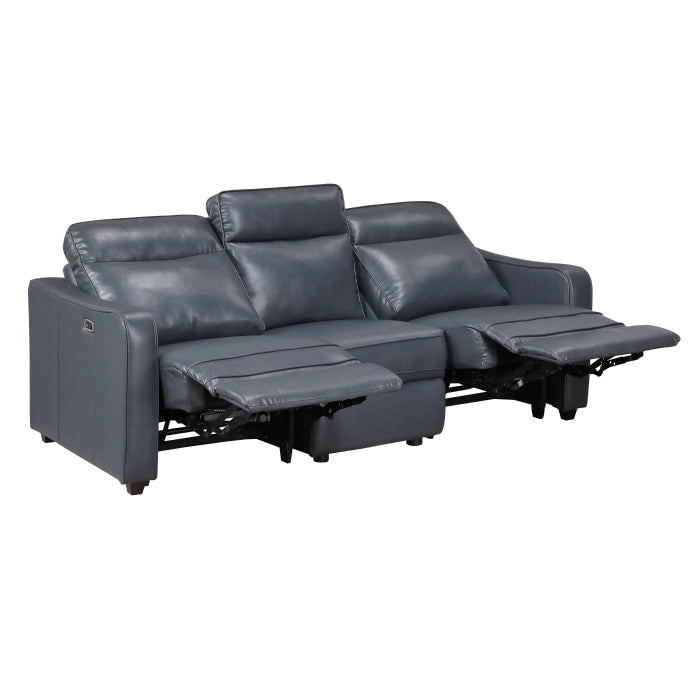 Equinox Collection Power Double Reclining Sofa with Curved Track Arms