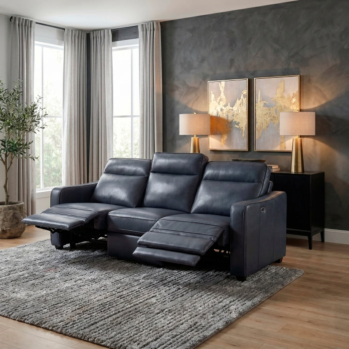 Equinox Collection Power Double Reclining Sofa with Curved Track Arms