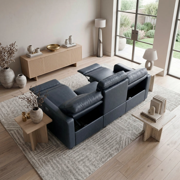 Equinox Collection Power Double Reclining Sofa with Curved Track Arms