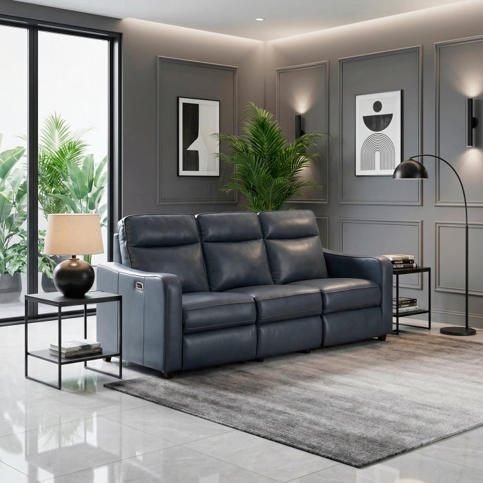 Equinox Collection Power Double Reclining Sofa with Curved Track Arms