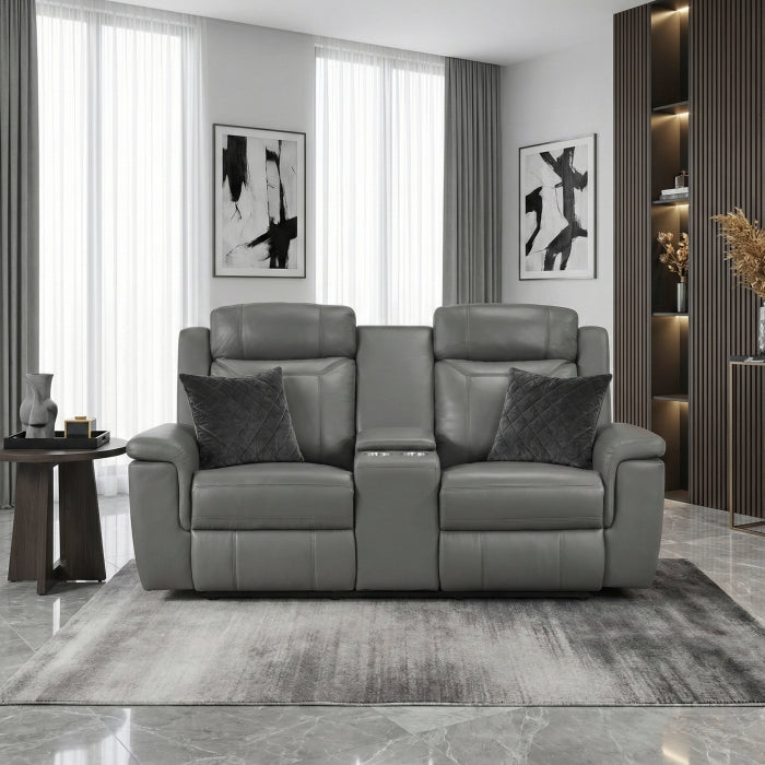 Nest Collection Double Reclining Love Seat with Center Console and Receptacles