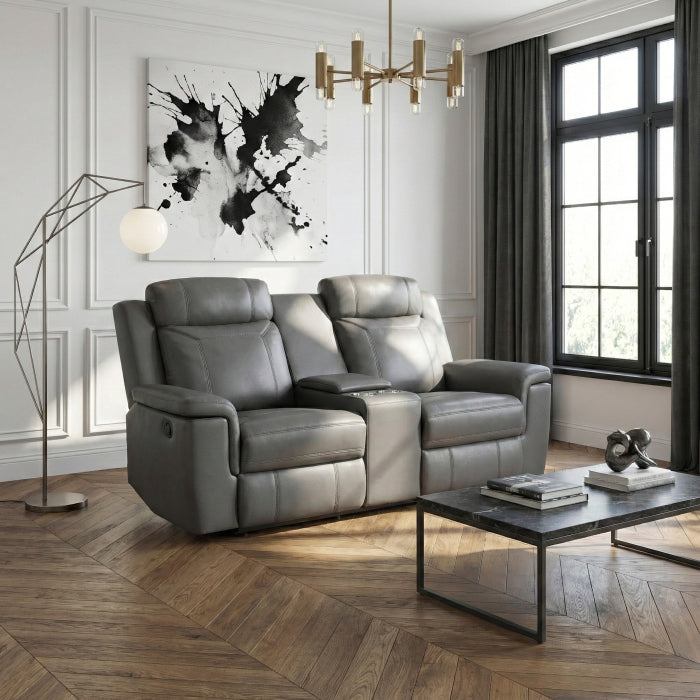 Nest Collection Double Reclining Love Seat with Center Console and Receptacles