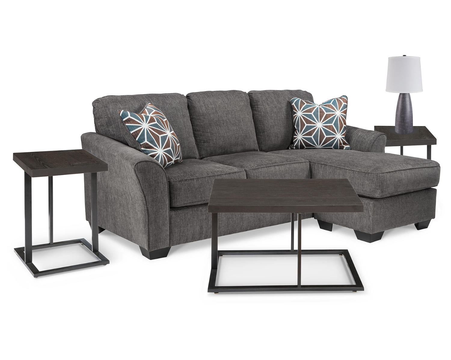Brise Sofa Chaise, Occasional Tables and Lamps