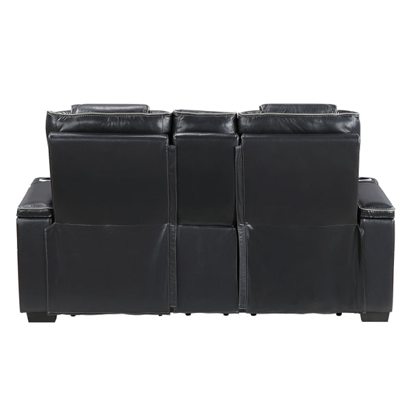 Apex Collection Power Double Reclining Love Seat with Center Console, Power Headrests, Storage Arms with Cup Holders, Wireless charger, Air Massage and Heat, LED Lighting and Charging Ports
