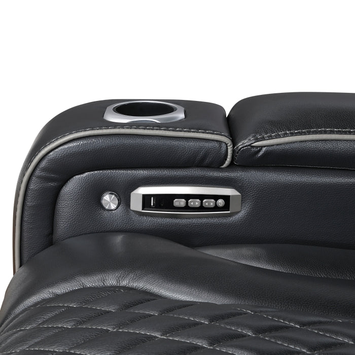 Apex Collection Power Double Reclining Love Seat with Center Console, Power Headrests, Storage Arms with Cup Holders, Wireless charger, Air Massage and Heat, LED Lighting and Charging Ports