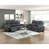 Apex Collection Power Double Reclining Sofa with Center Drop-Down Cup Holders, Power Headrests, Storage Arms with Cup holders, Reading Lights, Wireless Charger, Air Massage and Heat, LED Lighting and Charging Ports