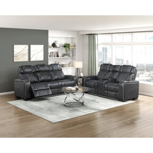 Apex Collection Power Double Reclining Sofa with Center Drop-Down Cup Holders, Power Headrests, Storage Arms with Cup holders, Reading Lights, Wireless Charger, Air Massage and Heat, LED Lighting and Charging Ports