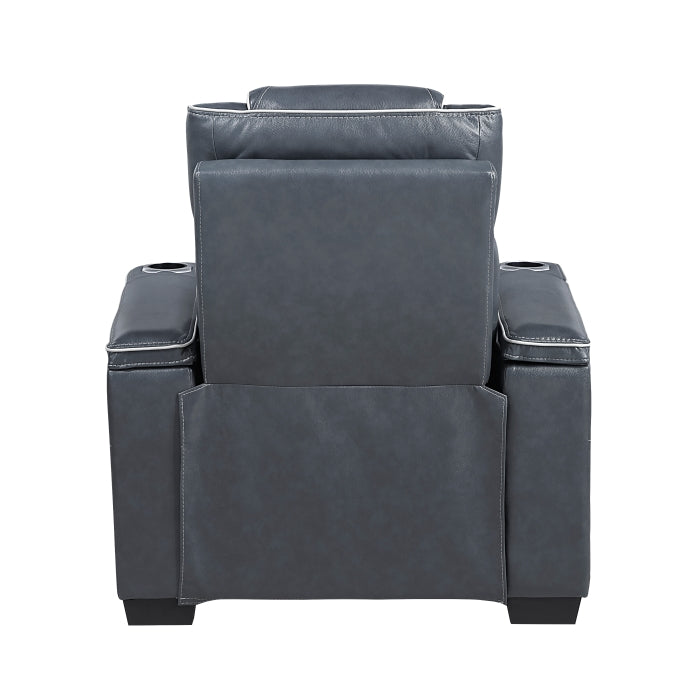 Apex Collection Power Reclining Chair with Power Headrest, Storage Arms with Cup Holders, Air Massage and Heat, LED Lighting and Charging Ports