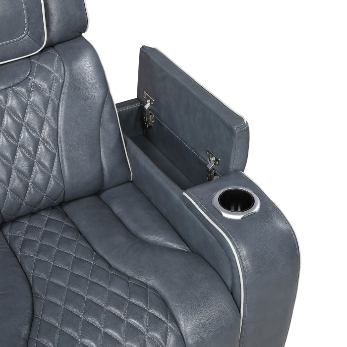 Apex Collection Power Reclining Chair with Power Headrest, Storage Arms with Cup Holders, Air Massage and Heat, LED Lighting and Charging Ports