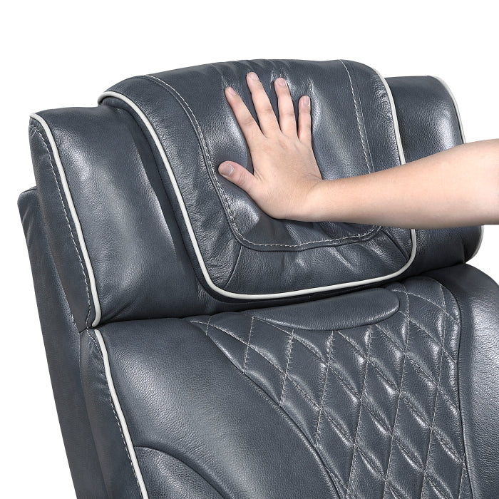 Apex Collection Power Reclining Chair with Power Headrest, Storage Arms with Cup Holders, Air Massage and Heat, LED Lighting and Charging Ports