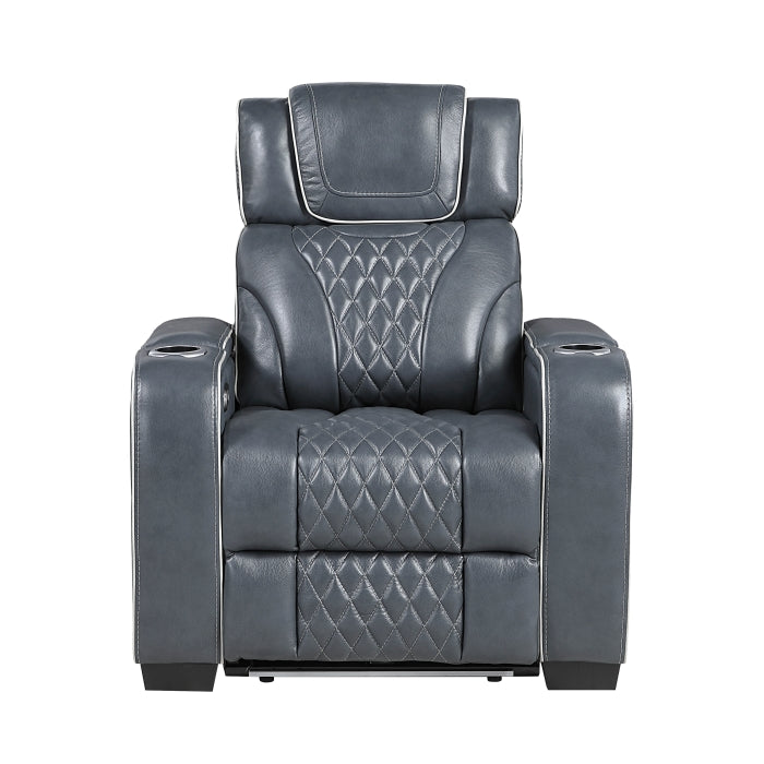 Apex Collection Power Reclining Chair with Power Headrest, Storage Arms with Cup Holders, Air Massage and Heat, LED Lighting and Charging Ports