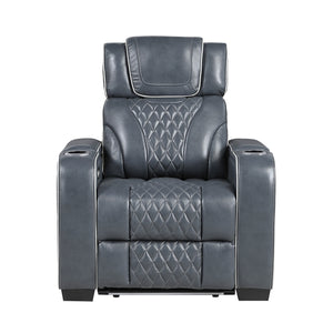 Apex Collection Power Reclining Chair with Power Headrest, Storage Arms with Cup Holders, Air Massage and Heat, LED Lighting and Charging Ports