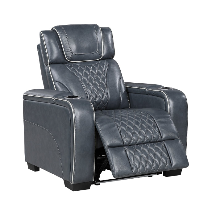 Apex Collection Power Reclining Chair with Power Headrest, Storage Arms with Cup Holders, Air Massage and Heat, LED Lighting and Charging Ports