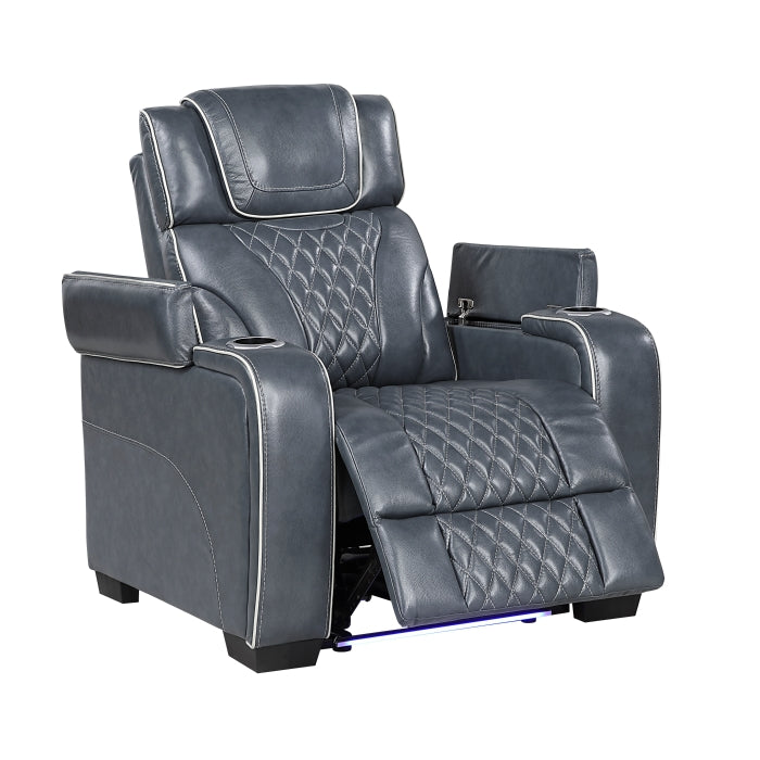 Apex Collection Power Reclining Chair with Power Headrest, Storage Arms with Cup Holders, Air Massage and Heat, LED Lighting and Charging Ports