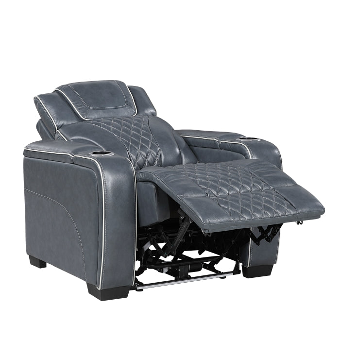 Apex Collection Power Reclining Chair with Power Headrest, Storage Arms with Cup Holders, Air Massage and Heat, LED Lighting and Charging Ports