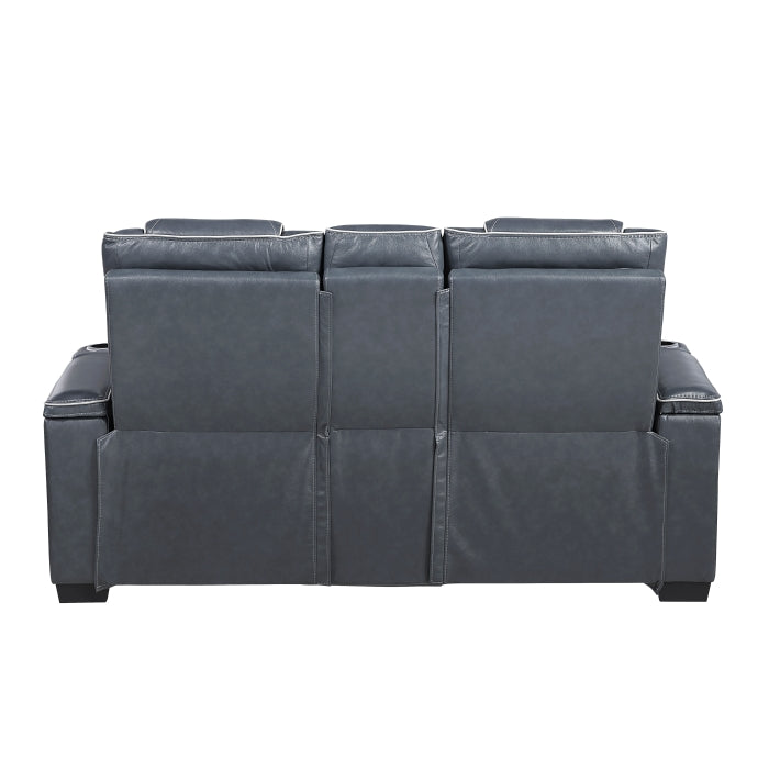 Apex Collection Power Double Reclining Love Seat with Center Console, Power Headrests, Storage Arms with Cup Holders, Wireless charger, Air Massage and Heat, LED Lighting and Charging Ports