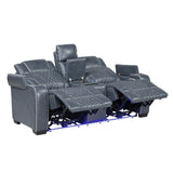 Apex Collection Power Double Reclining Love Seat with Center Console, Power Headrests, Storage Arms with Cup Holders, Wireless charger, Air Massage and Heat, LED Lighting and Charging Ports