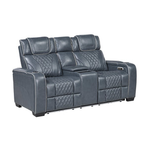 Apex Collection Power Double Reclining Love Seat with Center Console, Power Headrests, Storage Arms with Cup Holders, Wireless charger, Air Massage and Heat, LED Lighting and Charging Ports