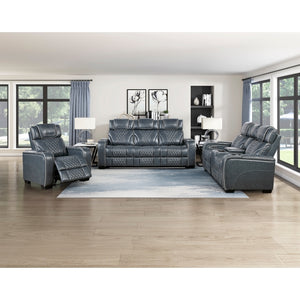 Apex Collection Power Double Reclining Sofa with Center Drop-Down Cup Holders, Power Headrests, Storage Arms with Cup holders, Reading Lights, Wireless Charger, Air Massage and Heat, LED Lighting and Charging Ports